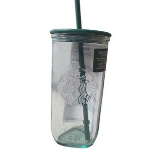 Starbucks NWT Glass Green Recycled Triangle Tumbler Cup 16oz